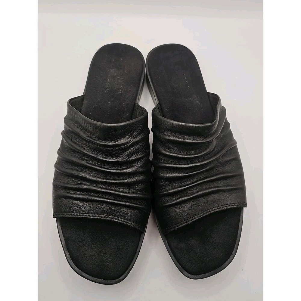 Munro Kala Lamb-skin Ruched Slide Sandal Black Sz 7.5M Soft Leather Minimal #234 - Picture 7 of 10